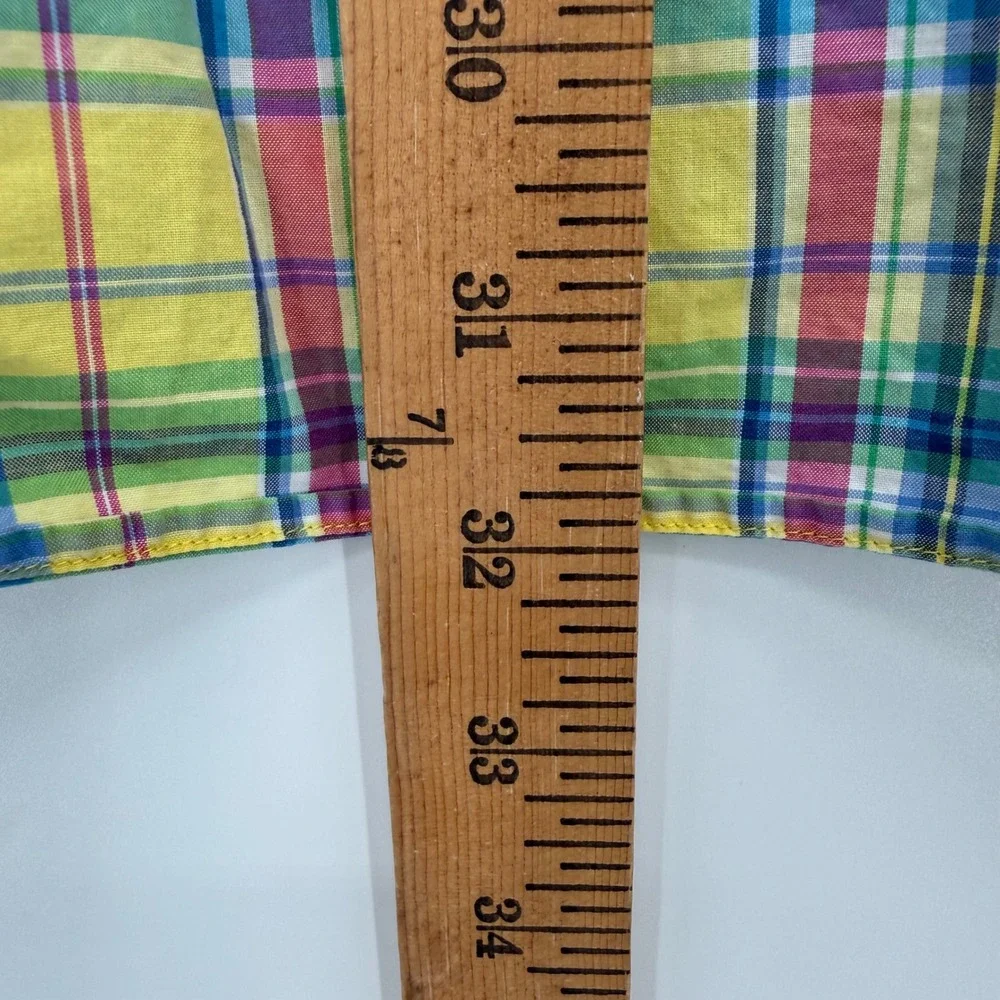 Polo Ralph Lauren Shirt Mens XXL Yellow Multi Plaid Madras Safari Button Up FLAW
